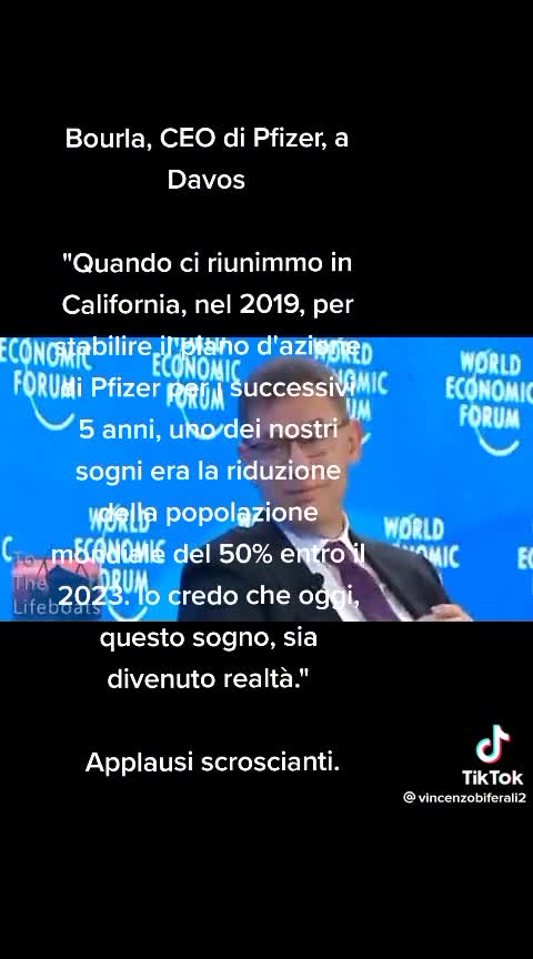 BOURLA CEO DI PFIZER - Siamo riusciti a diminuire la popolazione entro il 2023