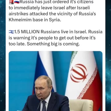 Russia has just ordered its citizens to leave Israel immediately.