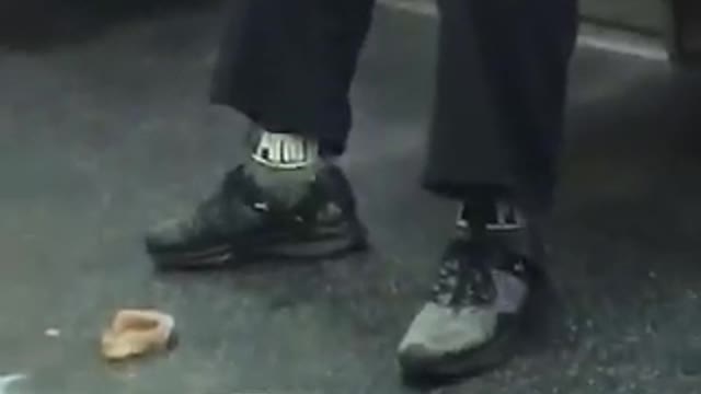 Man sleeps while his teeth are on subway floor