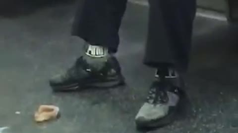 Man sleeps while his teeth are on subway floor