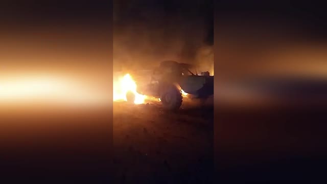 Russian APC personnel Carriers Burn after Molotov Attack from Ukrainian locals - Ukraine 🇺🇦