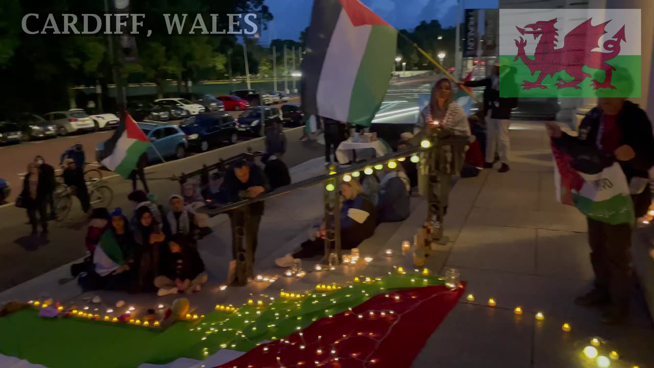 Vigil for Palestine. National Museum Cardiff South Wales