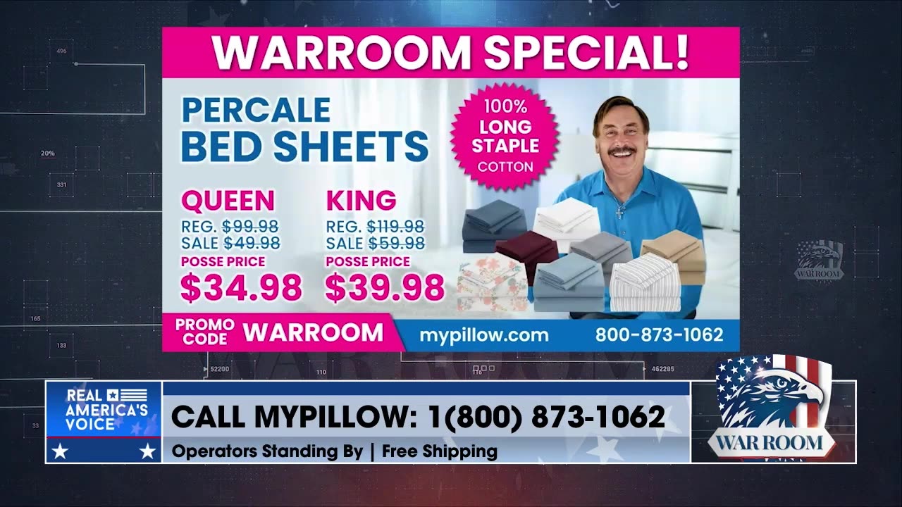 Get The WarRoom Special Percale Bed Sheets At Mypillow.com/warroom