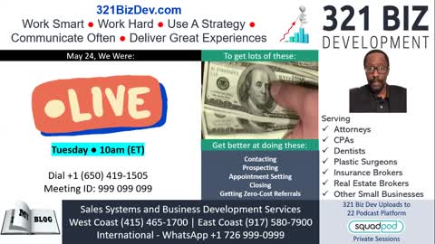 321 Biz Dev LIVE-MAY 24 2022-Now Politics Plays a Major Role in Meeting Biz Rev Goals, Unfortunately
