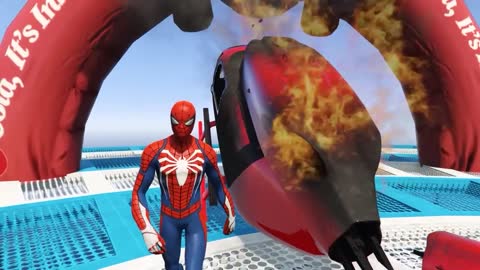 GTA V Epic New Stunt Race For Car Racing Challenge by Quad Bike, Cars and Motorcycle, Spider Shark