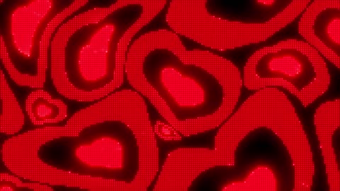 073. Warped Black and Red Y2k Neon LED Lights Heart Background 1 Hour Looped HD