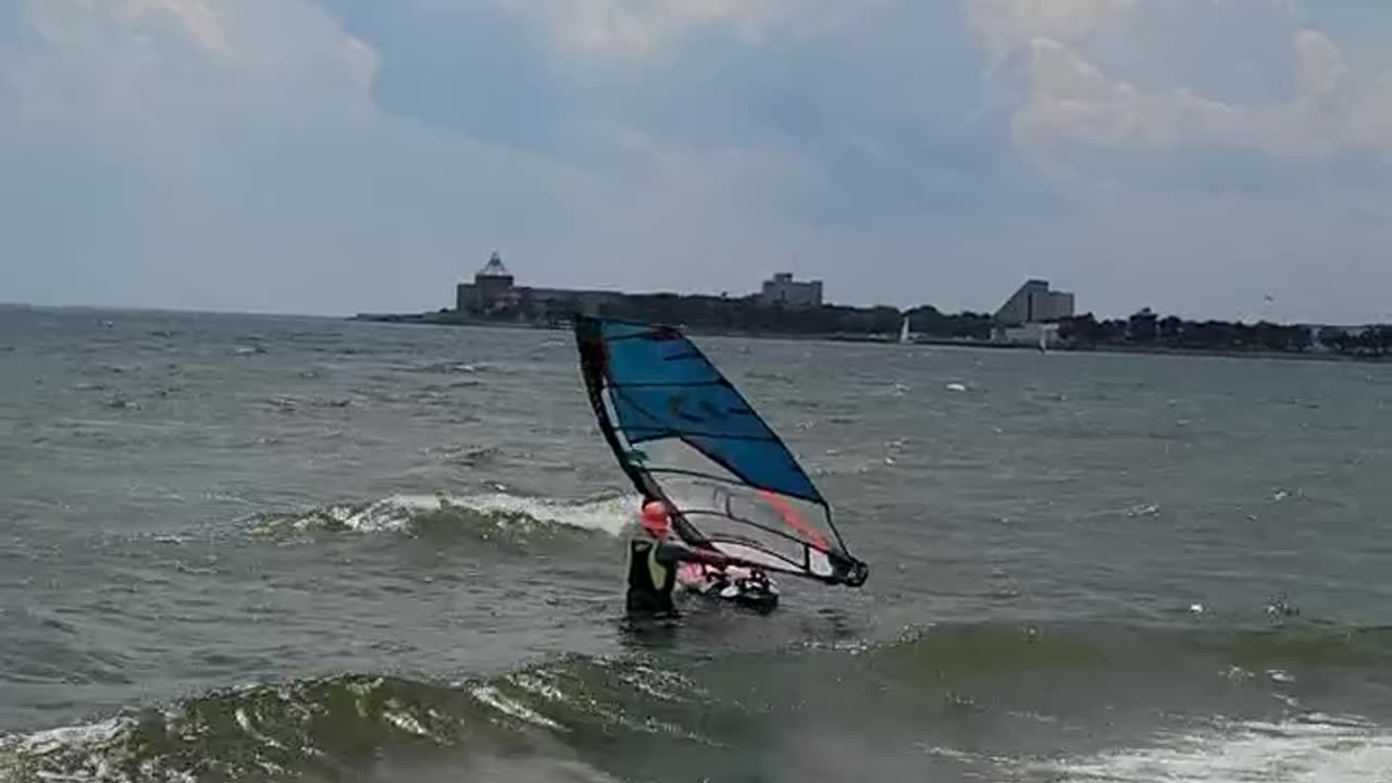 "Battling the Wind: Windsurfing Adventure in Brooklyn"