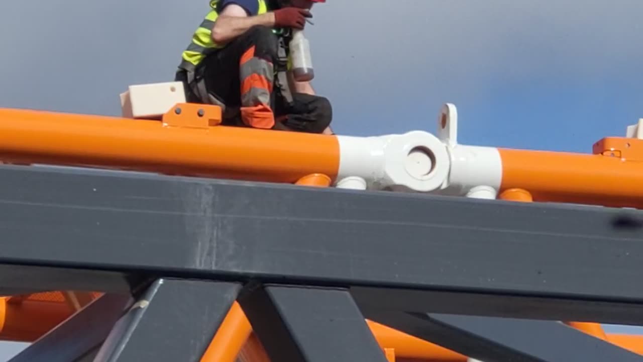 Powerful Mobile lattice boom Crane being assembled Scotland