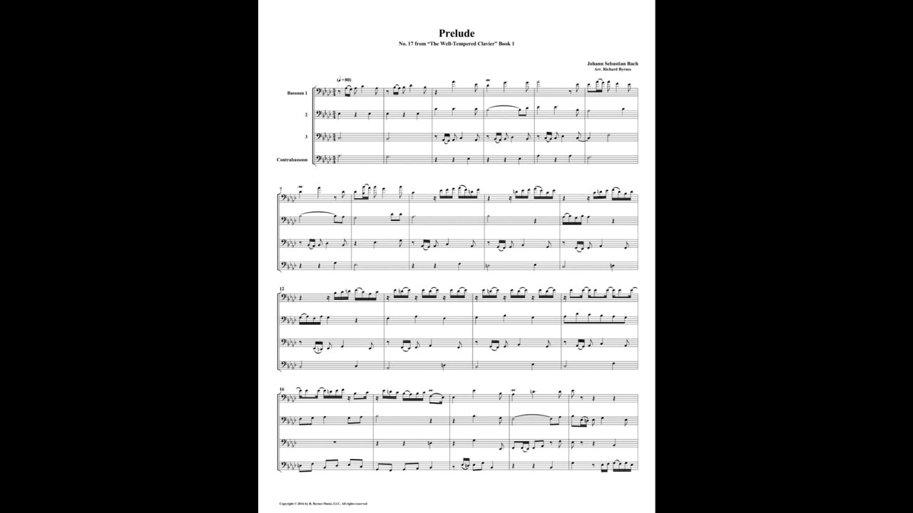 J.S. Bach - Well-Tempered Clavier: Part 1 - Prelude 17 (Bassoon Quartet)