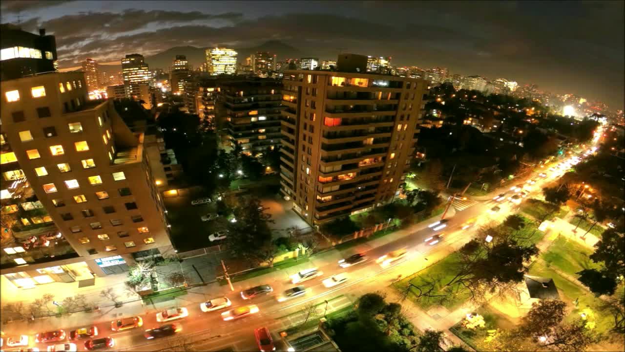 City lights in Santiago, Chile