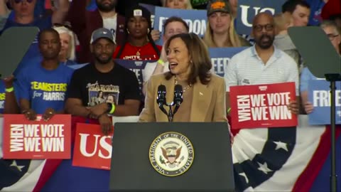 Kamala Harris delivers remarks at a rally in Charlotte, NC