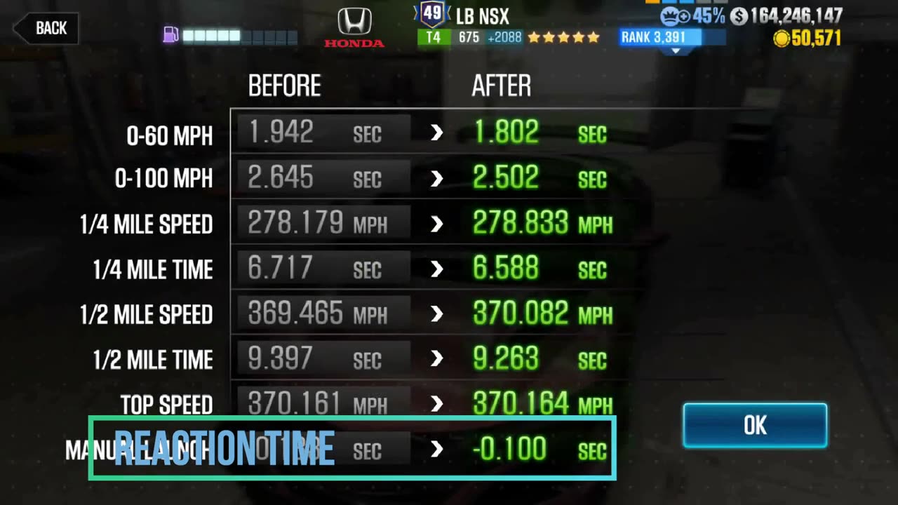 CSR2 - Honda LB NSX - 9.263 Valentines Special Shift/Tune - Extra Fusions