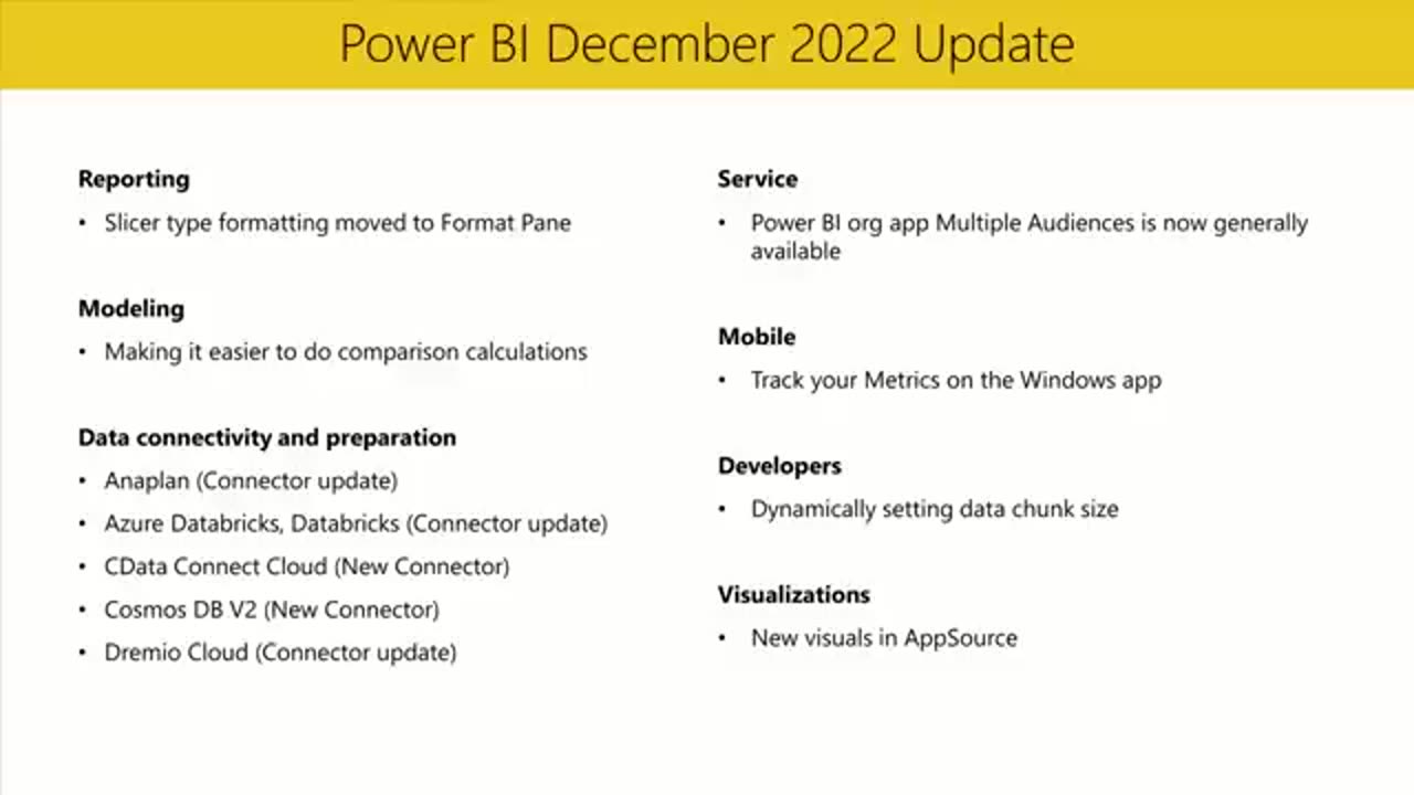 Power BI - Microsoft - Update December 2022