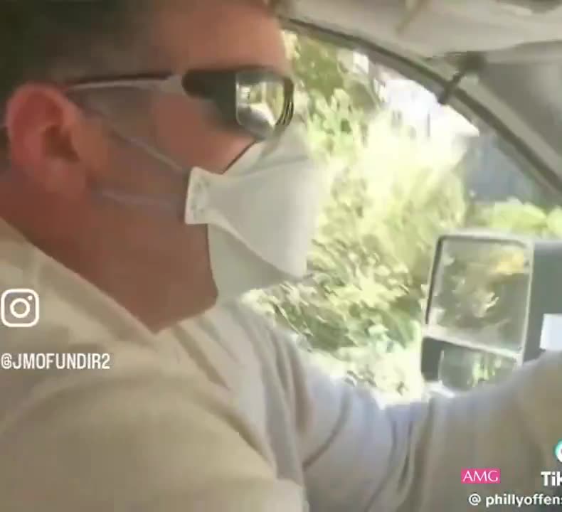 Masked Libtard CHAD runs over a Trump sign FAFO