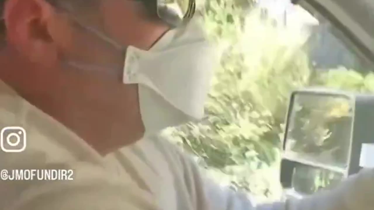 Masked Libtard CHAD runs over a Trump sign FAFO