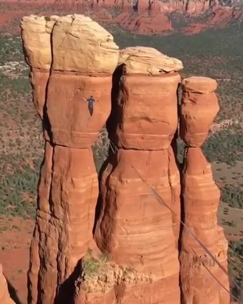 Slacklining Professional Performs Mind-Blowing Stunt