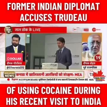 Indian diplomat accused Trudeau of using cocaine during his recent trip to India.