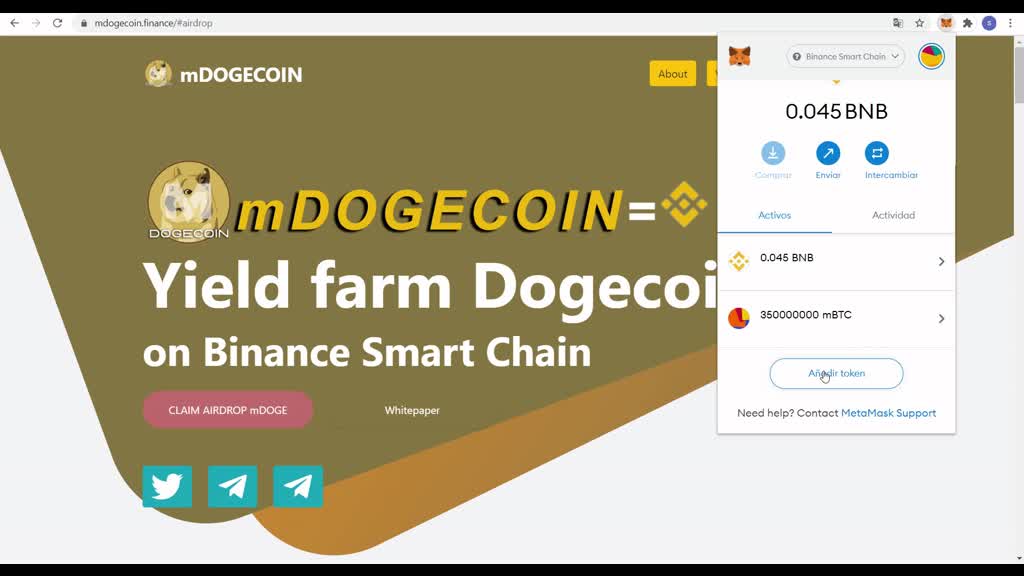 Airdrop mDogeCoin + Quantumchain + Ddai + DogeCoin Black + DogeArmy TrustWallet/Metamask Junio 2021