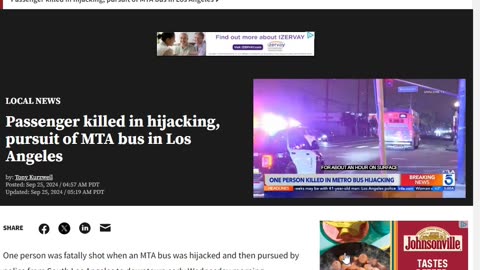 Hijacked Bus In LA One Passenger Dead! Gunman In Custody! Kamala's LA!