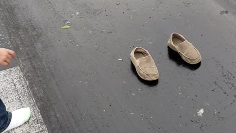 Girl's Shoes Stuck to Racetrack