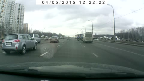 Tractor on Moscow highway