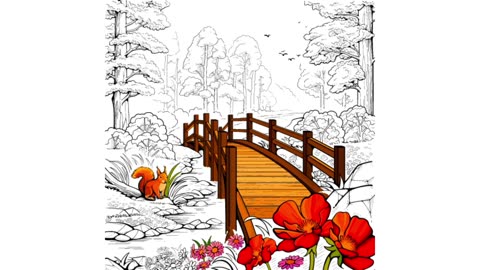 A wooden bridge in forest 🏞️ painting 🖌️🎨