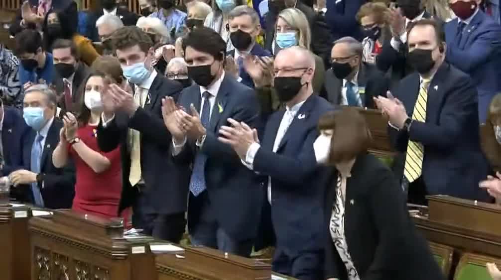 Zelensky received a standing ovation after he appeared before Canada's parliament