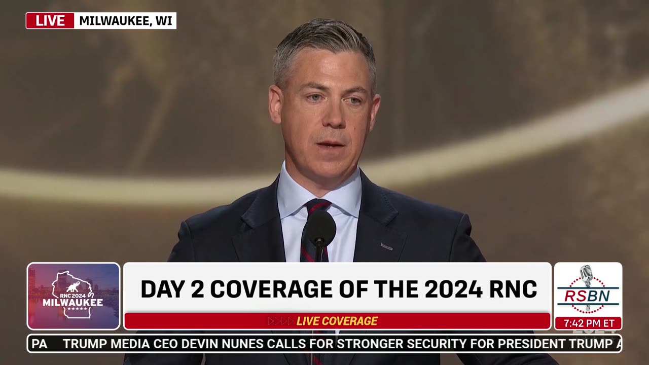 WATCH: Candidate for U.S. Sen. Jim Banks Speaks at 2024 RNC in Milwaukee, WI - 7/16/2024