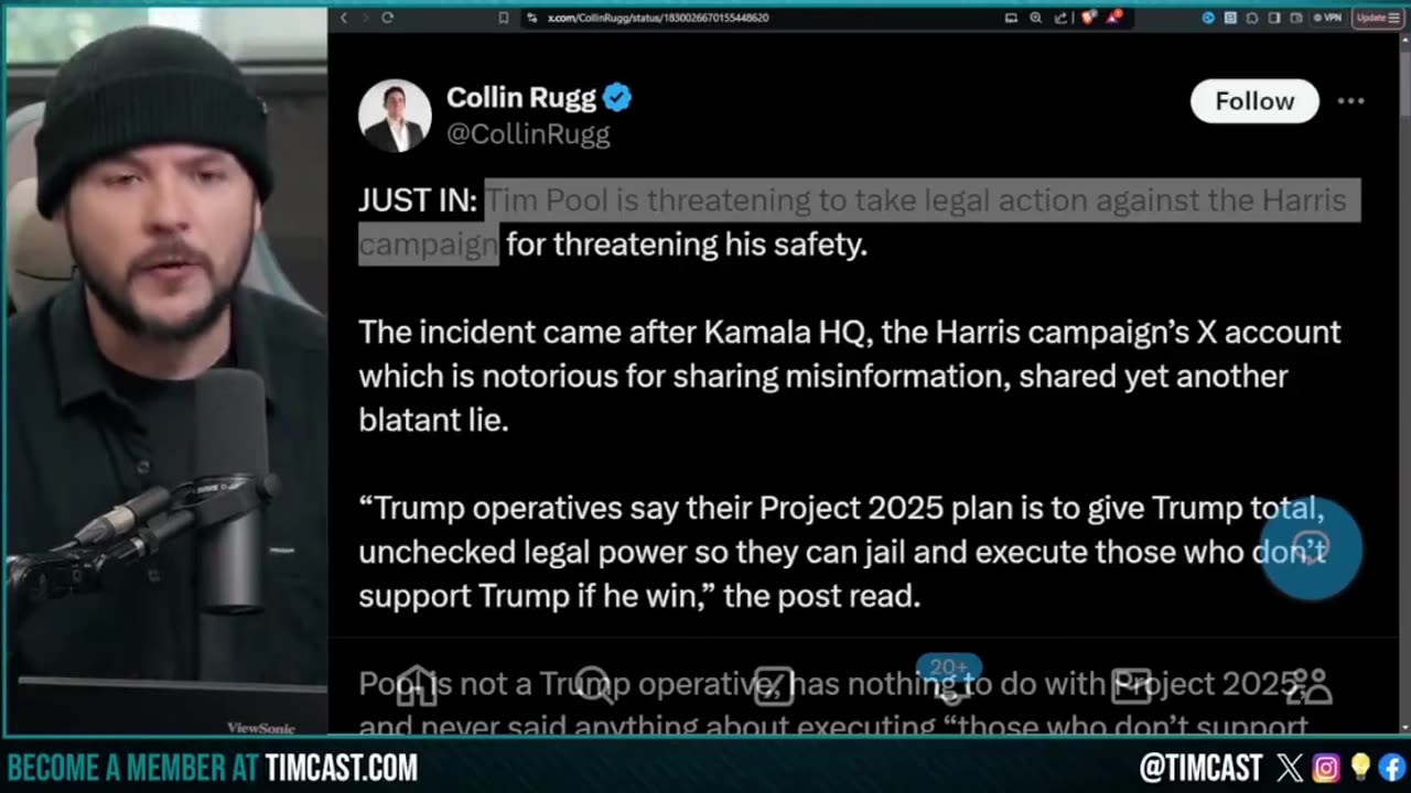 Tim Pool SUES Kamala Harris' Campaign Over CLEAR Defamation And Misinformation