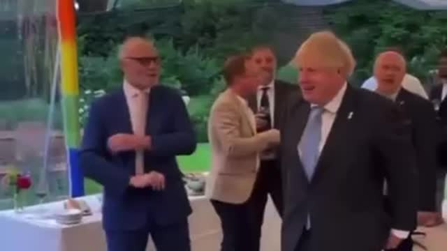 boris johnson celebrating