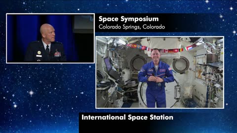 Astronaut Nick Hague speaks with the Space Symposium