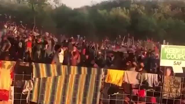 Close up view of immigrants at the Del Rio International Bridge