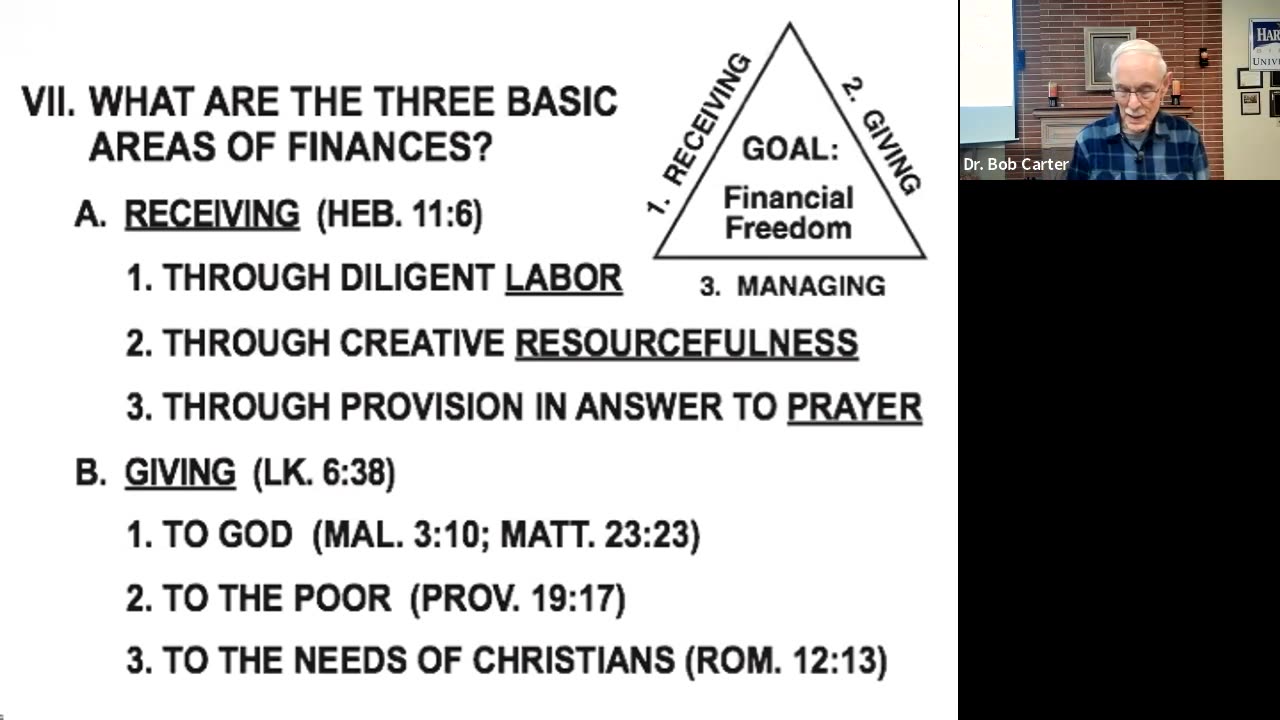 CHARACTER IN YOUR FINANCES—Dr. Bob Carter: Character Development-III, Week 1 (4/3/23)