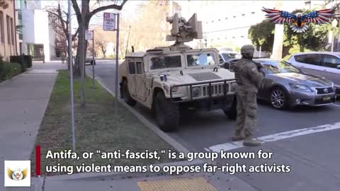 Antifa Demonstrators protest outside the California State Capitol in Sacramento