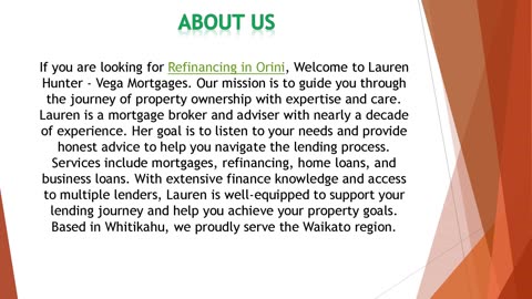 If you are looking for Refinancing in Orini