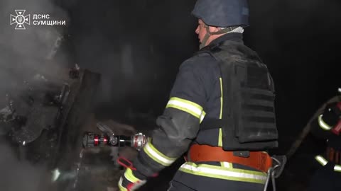 In Sumy, rescuers extinguished a fire caused by a missile strike on the city's