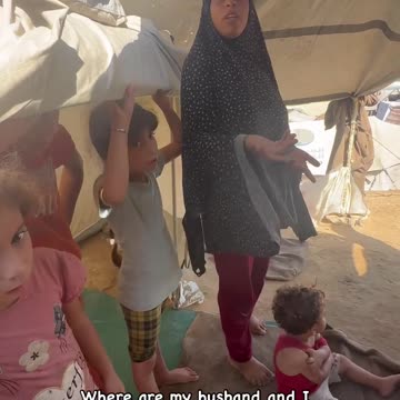 A Displaced Mother from Gaza, Her Children suffer from skin Diseases.