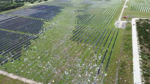 Hurricane Milton damage to a solar farm