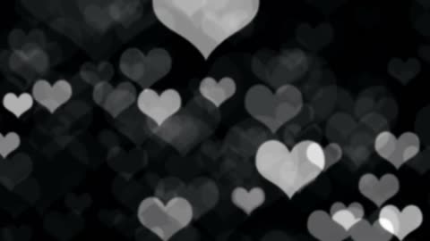 1075. Black and White Bokeh Lights Heart Hearts