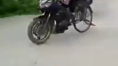 Motorbikes became bicycles. 10 second funny video.