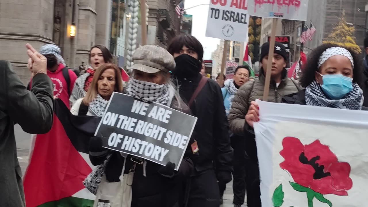 Marcha en Nueva York en el "DÍA INTERNACIONAL DE SOLIDARIDAD CON EL PUEBLO PALESTINO".