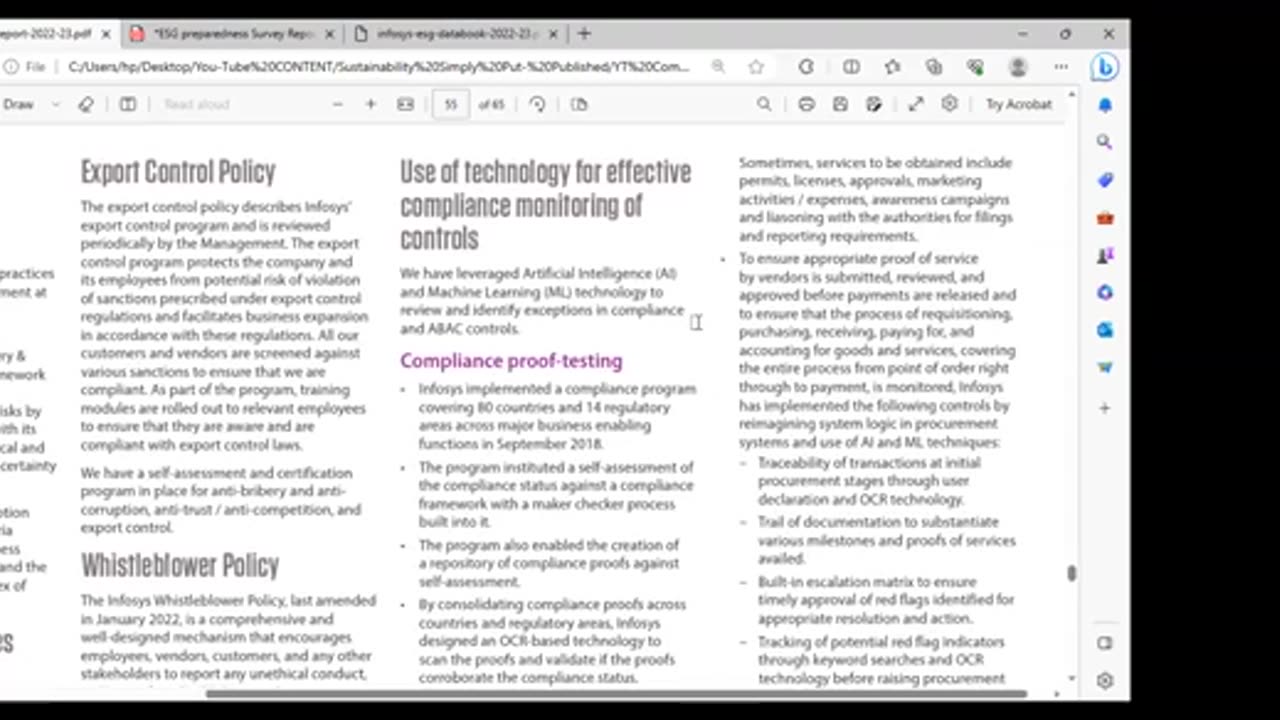 Infosys ESG report and Tata ESG report