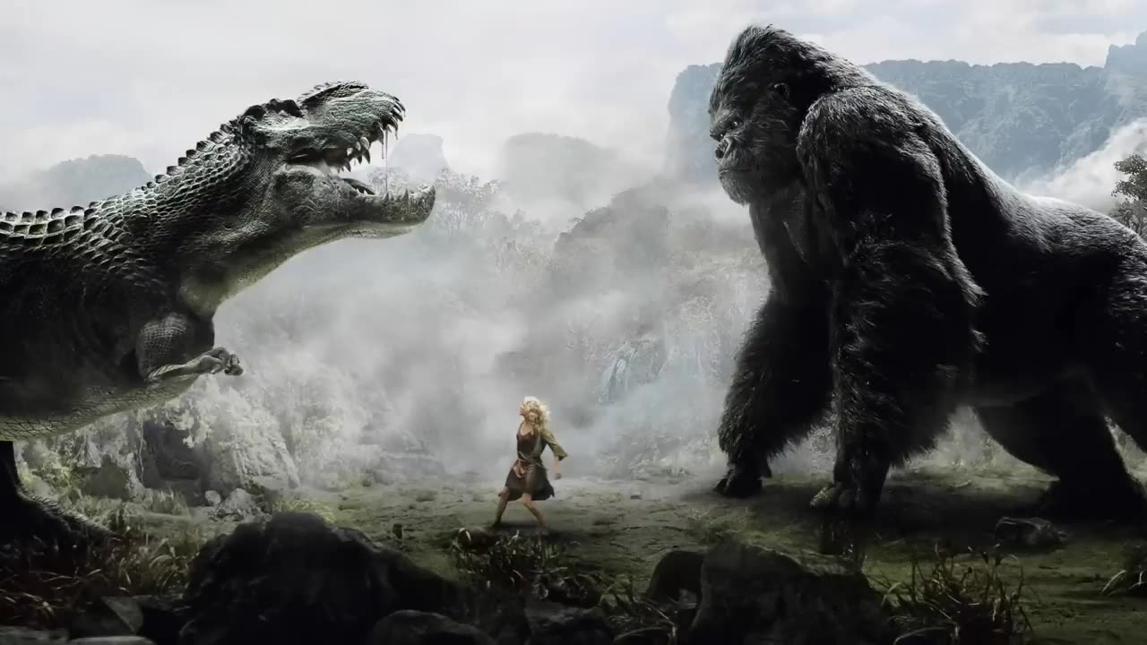 King Kong vs T-Rex Fight Scene - King Kong