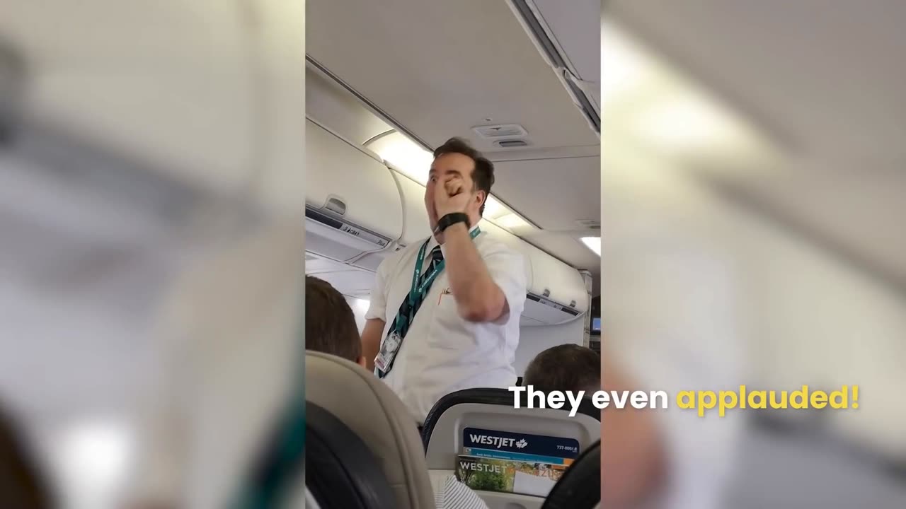 Flight attendant performs funniest safety routine