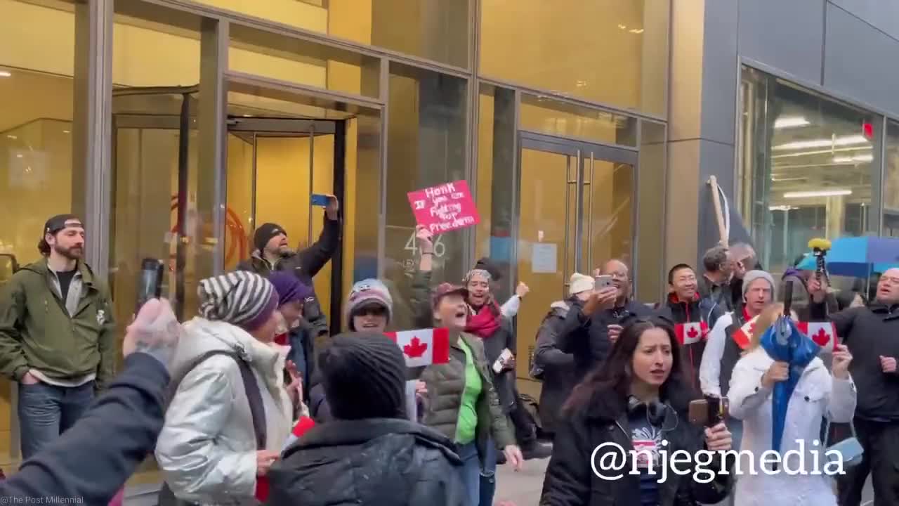 Patriots outside the Canadian consulate in New York City