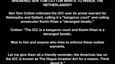 BREAKING - SEN TOM COTTON WANTS TO INVADE THE NETHERLANDS?!