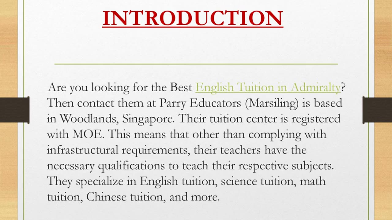 Best English Tuition in Admiralty