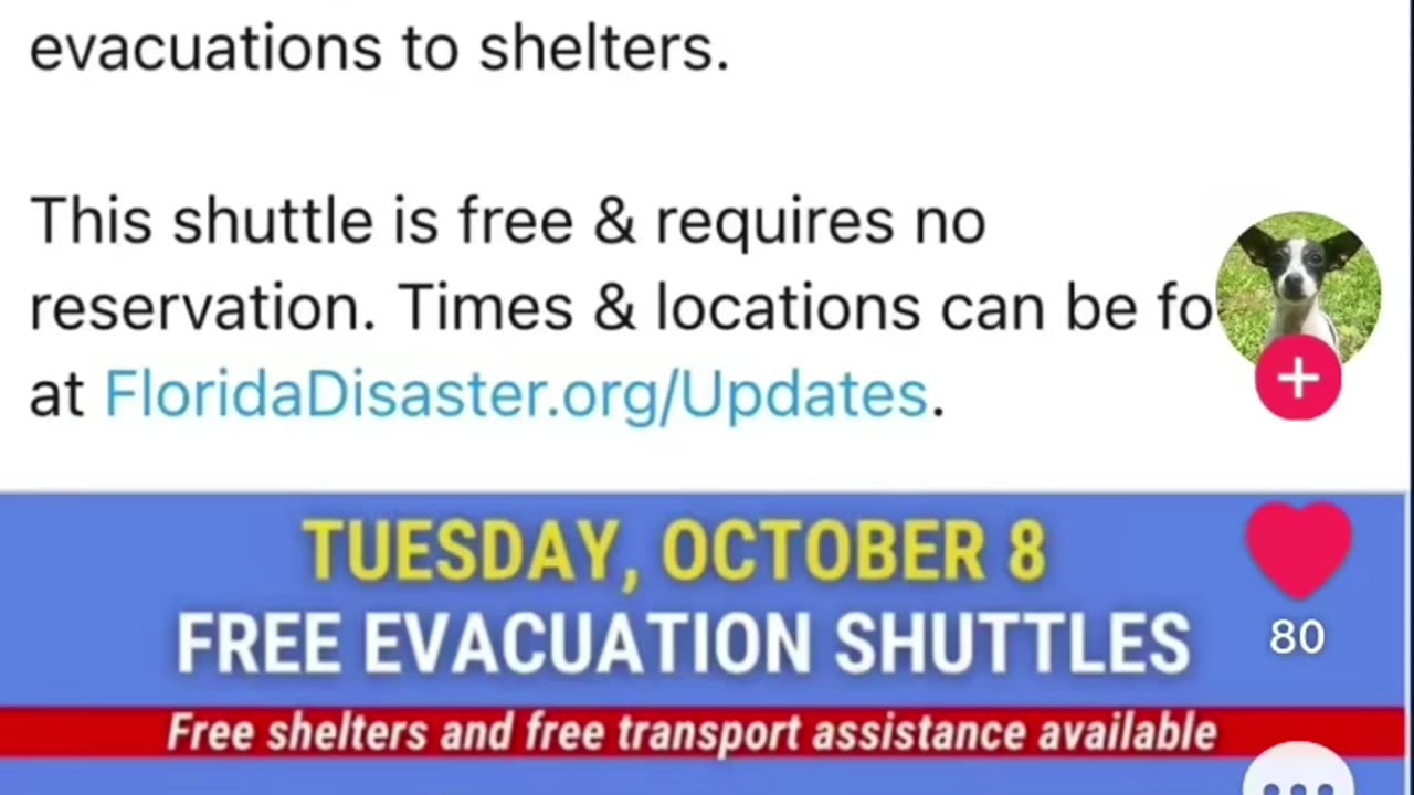 Free Shuttle Services Away From Hurricane Milton