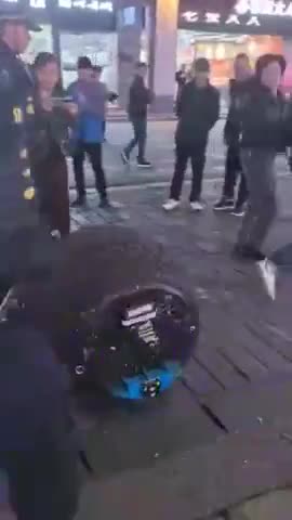 Chinese Police with New Type of Robot