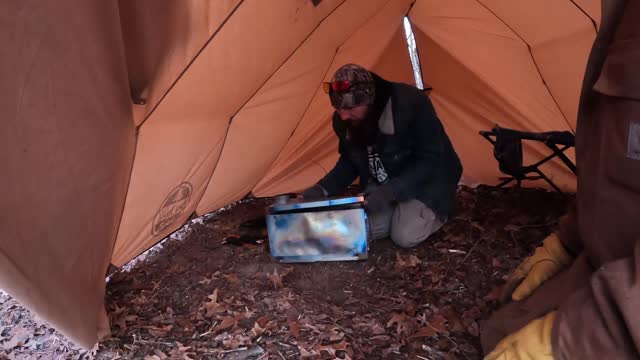 Small Wood stove setup Hot tent in winter in woods Live Free Live Wild